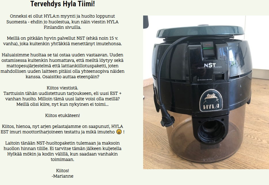 Tervehdys Hyla Tiimi