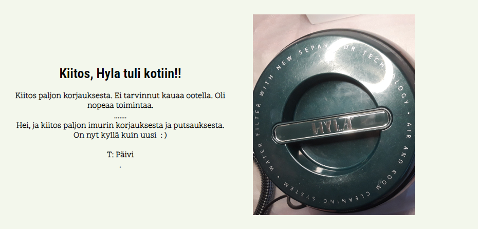 Kiitos, Hyla tuli kotiin!!